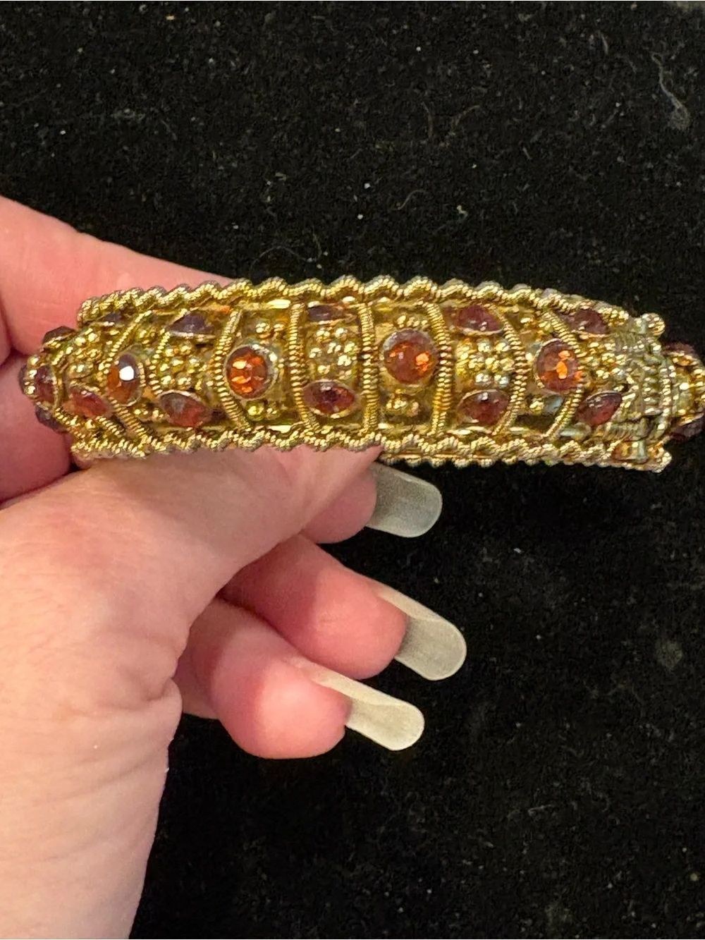 Vintage Gold-Tone Bracelet with Amber Stones